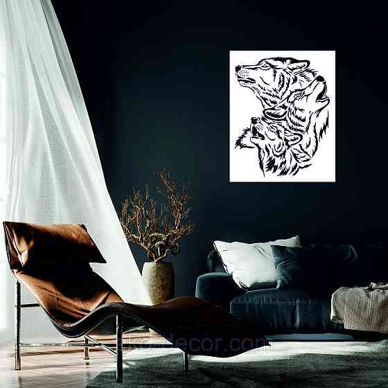 Декоративное настенное Панно «Волки» Декор на стену 50*40 см, Белый Киев