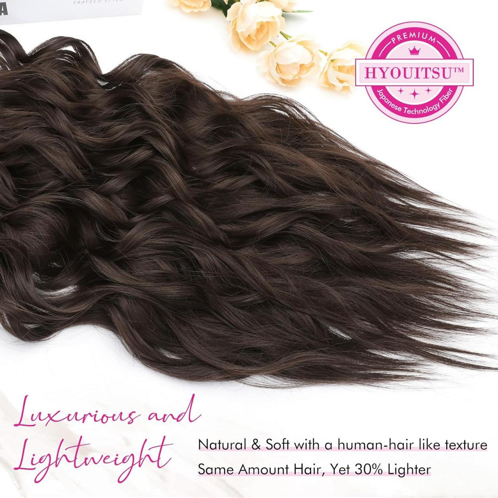 Накладные волосы пряди на клипсах 60 см, 4 шт, длинные волнистые шоколадно-коричневые, тресы для наращивания Киев - изображение 3