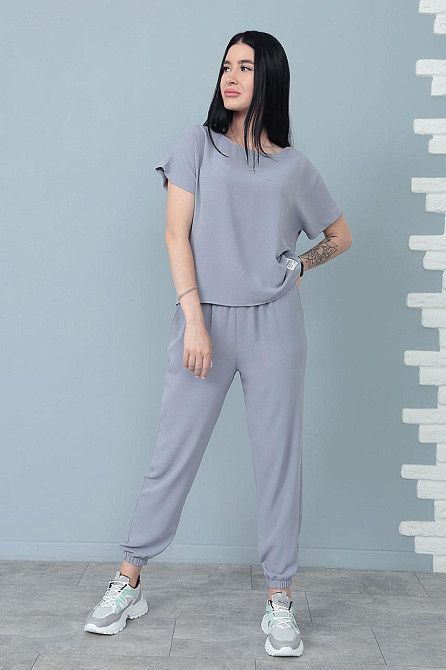 Літній костюм зі штанами на резинці "My day" оптом | Норма і батал Графіт, 50-52 Київ - фото 2