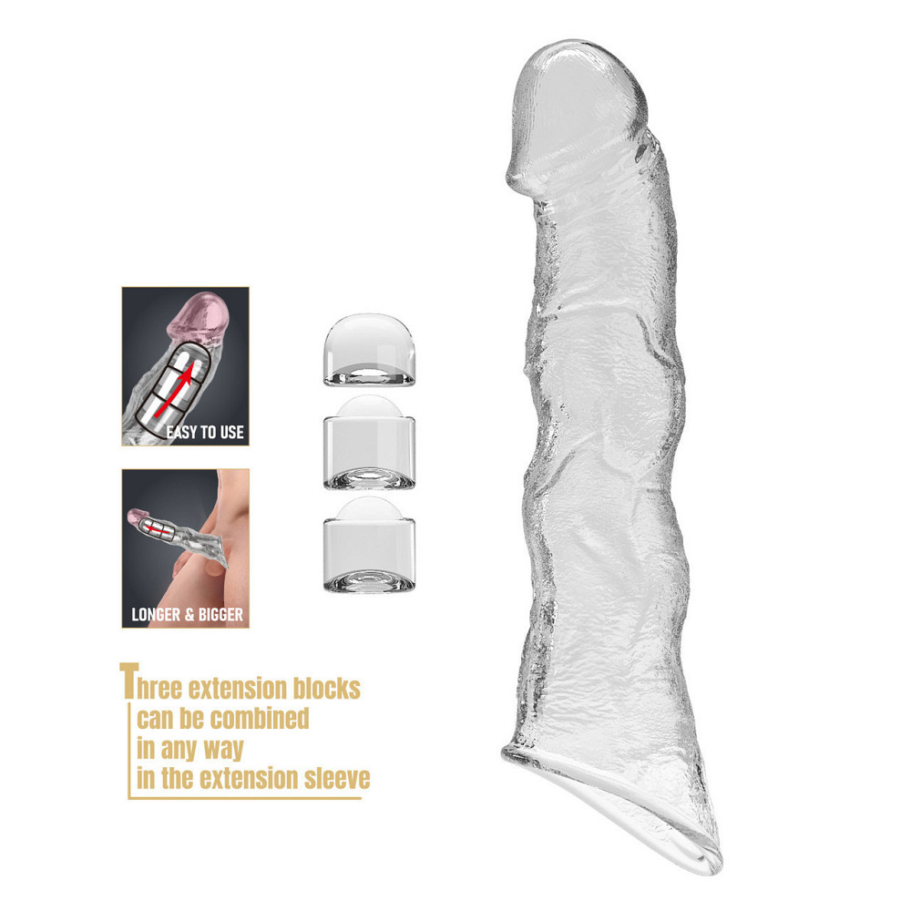 Подовжуюча насадка на член - Pretty Love Extension Penis Sleeve Clear, 28 см Sex Aura Київ - фото 2
