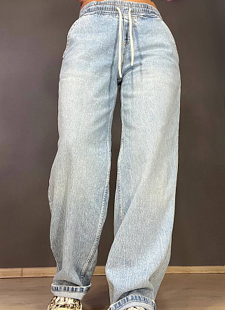 Джинсы женские I8 52422 Palazzo Jeans талия на резинке со шнурком широкий крой палаццо голубые, голу Одесса - изображение 3