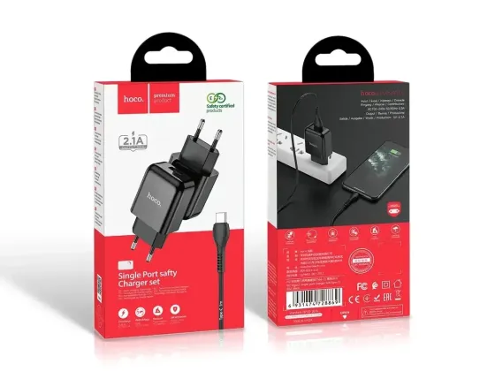 Сетевое зарядное устройство Hoco N2 Vigour 220V (10.5W, 5V/2.1A) на 1 USB-порт с кабелем USB - Type-C Одесса