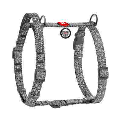 Шлей для собак WAUDOG Н-образная Re-cotton с QR паспортом, светоотражающая S серая (259111) Винница