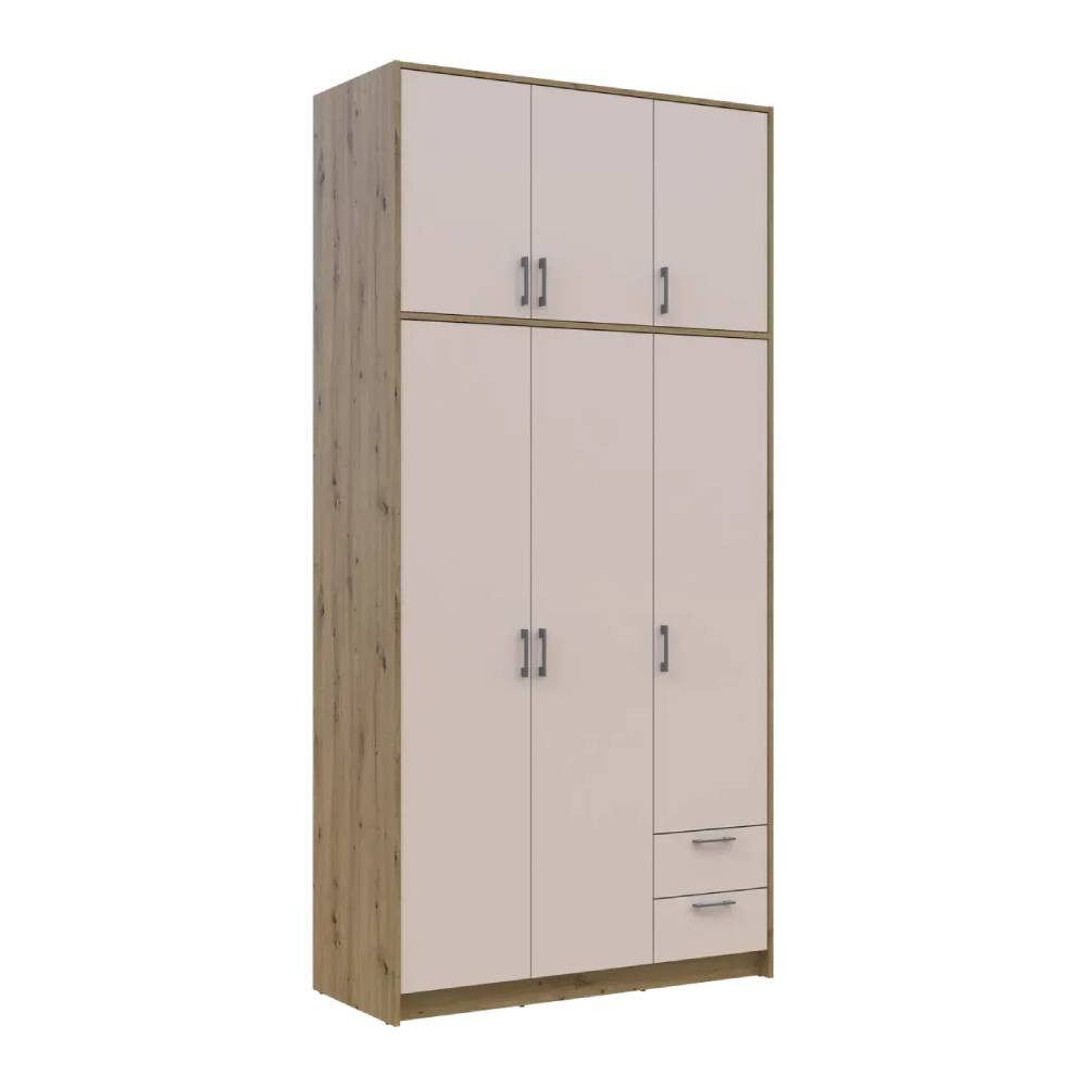 Шафа для одягу Doros Ронді з високою антресоллю Дуб Артизан/Кашемір 3 ДСП 121х52х260 (DRS-011874) Львів - фото 7