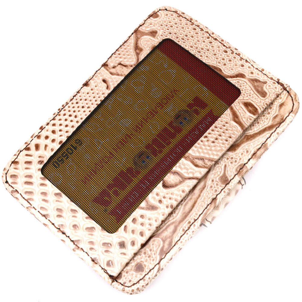 Візитниця із натуральної фактурної шкіри під змію KARYA 20962 Бежевий Київ - фото 8