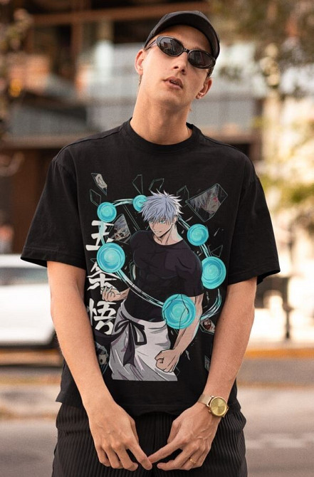 Футболка для хлопчика з аніме принтом Магічна битва оверсайз (зріст від 165 до 180) Чорний AnimeJ0964m Дніпро - фото 5