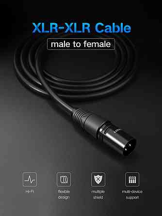 Микрофонный кабель Ugreen AV130 XLR Male to Female Microphone Cable (Черный, 2м) Николаев