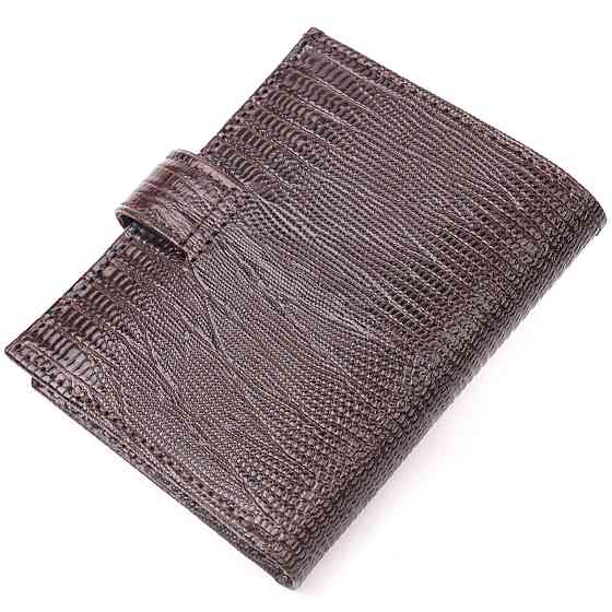 Місткий вертикальний чоловічий гаманець із фактурної шкіри KARYA 20991 Коричневий Київ