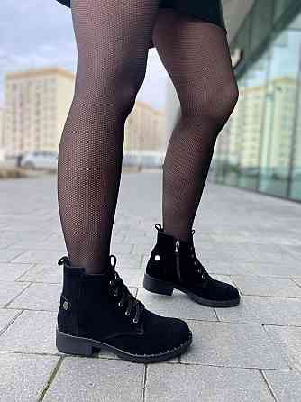 Черевики жіночі D and V чорні натуральна замша з хутром висота 12см підошва 3см (2979) Коломыя