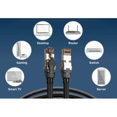 Патч-корд 1м, S/FTP, cat 8.1, AWG 24/7, LSZH, black Digitus (DK-1843-010) Винница - изображение 4