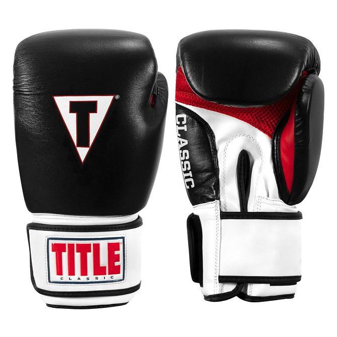 Боксерські рукавиці TITLE Classic Leather 2.0 Black/White/Red XL 16 oz (бинти 4м. в комплекті) Каменское - изображение 5