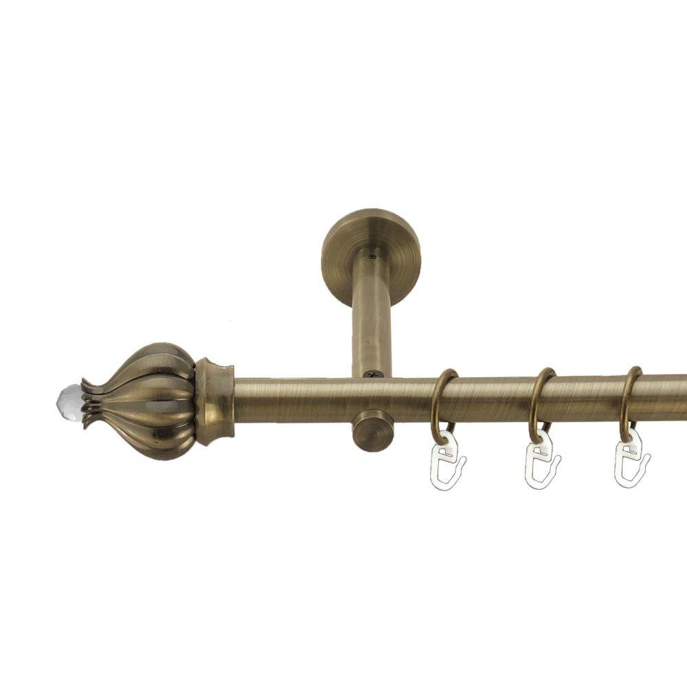 Карниз Orvit Таджа-Кристал металевий однорядний циліндр+профіль (16 см) гладка труба кільце металеве Антик 19 мм 240 см (3999066) Львів - фото 1