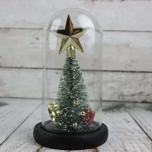 Ночник новогодняя елка в стеклянной колбе gold star Коломия - фото 8