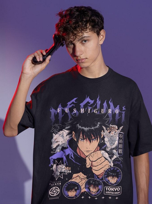 Футболка для хлопчика з аніме принтом Магічна битва оверсайз (зріст від 165 до 180) Чорний AnimeJ1104m Дніпро - фото 3