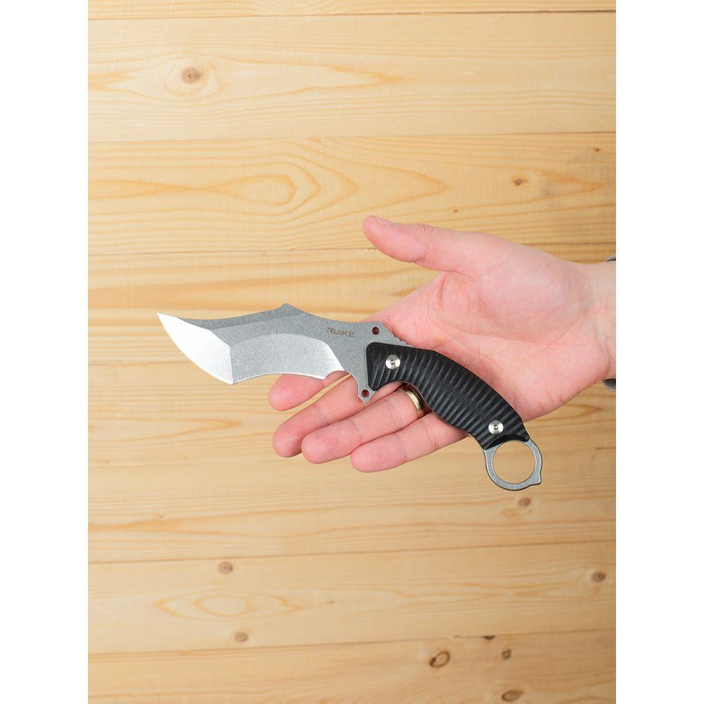Ніж фіксований мисливський Ruike F181-B, (11.5 см) 14C28N / G10 чорний Київ - фото 7