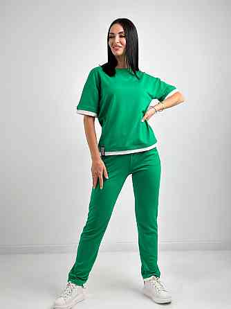 Літній трикотажний костюм-двійка "Summer" оптом | Норма і батал | Розпродаж моделі Зелений, 46-48 Київ