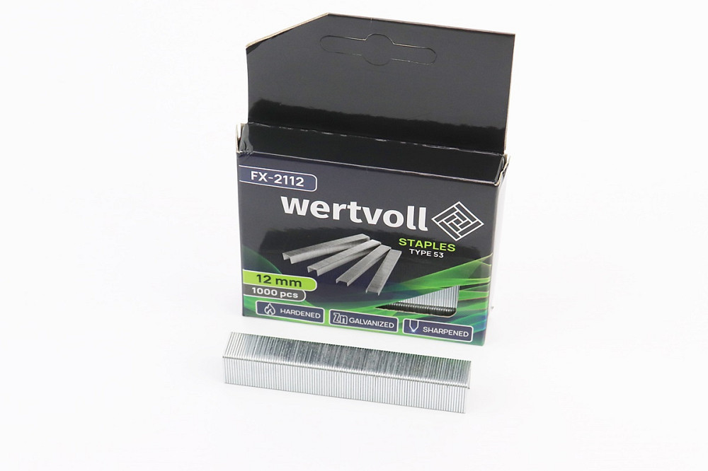 Скоби загартовані 12мм/11,3x0,75мм, R53, к-кт 1000шт FX-2112 Київ - фото 1