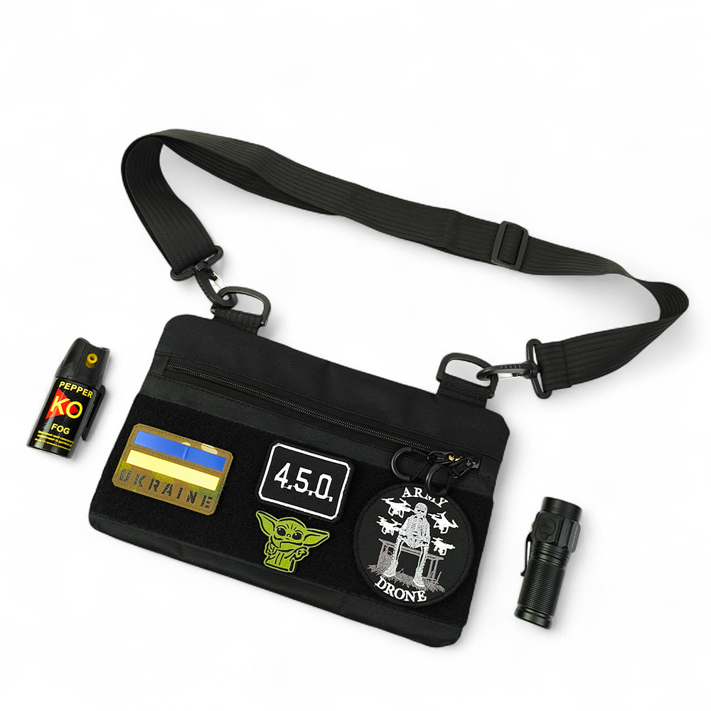 Молодежная тактическая сумка для патчей на плечо с 4 карманами black YC-83 Львов - изображение 7