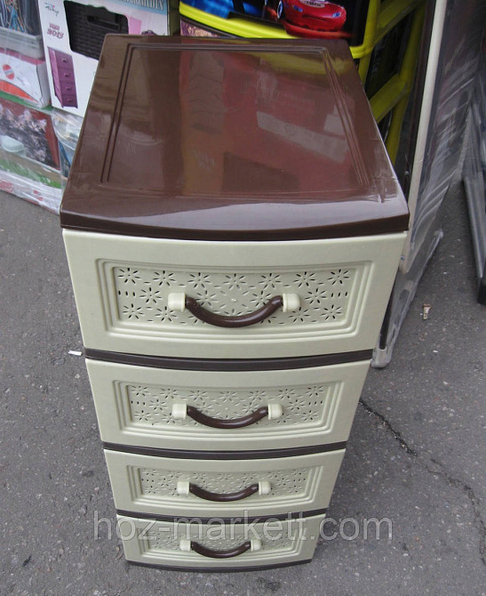 Комод пластиковий на 4 ящики бежево-коричневий Харків - фото 2