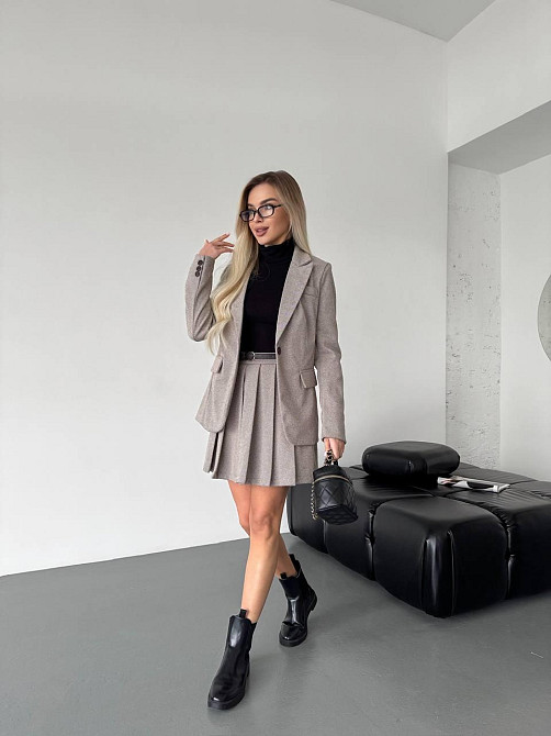 Женский стильный классический костюм двойка  кашемир + подкладка Шоколад, 46 Одесса - изображение 7