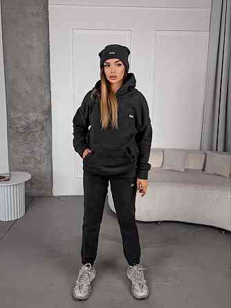 Жіночий стильний теплий костюм із флісу полар із шапкою Графіт, 50/52 Одеса