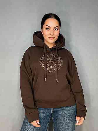 Худи женское A-N 30077 с капюшоном и ажурной вышивкой коричневое, коричневый, L Киев
