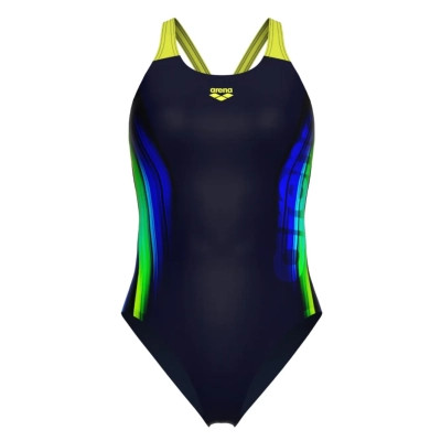 Купальник Arena Breath Swimsuit V Back Lb 008330-760 чорний, жовтий, зелений, синій 38 (3468337422044) Винница - изображение 6