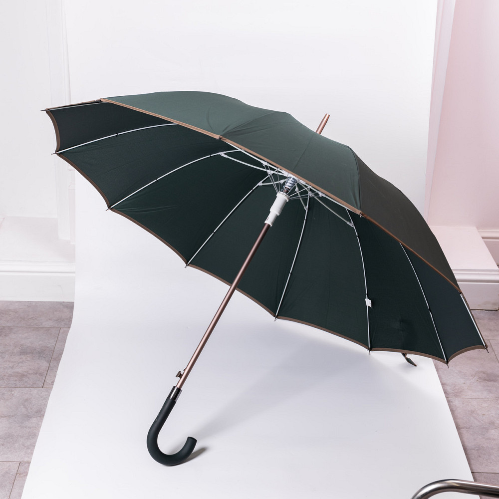 Класична парасолька-тростина з чохлом напівавтомат з поліестеру міцна надійна 12 спиць діаметр 120 см Зелений HP-23-16GR Коломия - фото 6