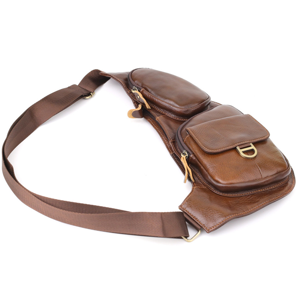 Мужская сумка через плечо из гладкой натуральной кожи Коричневый (Vintage) Киев - изображение 10