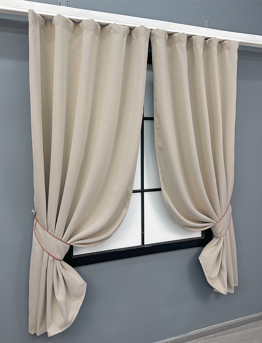 Комплект коротких штор VR-Textil Блекаут двосторонній Eclipsе № 1789ш Бежевий 100х170 см 2 шт (39-946) Київ - фото 2