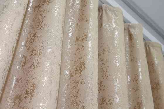 Комплект готових штор VR-Textil Льон мармур Pavliani № 1170ш Бежевий 150х270 см 2 шт (33-0006) Київ