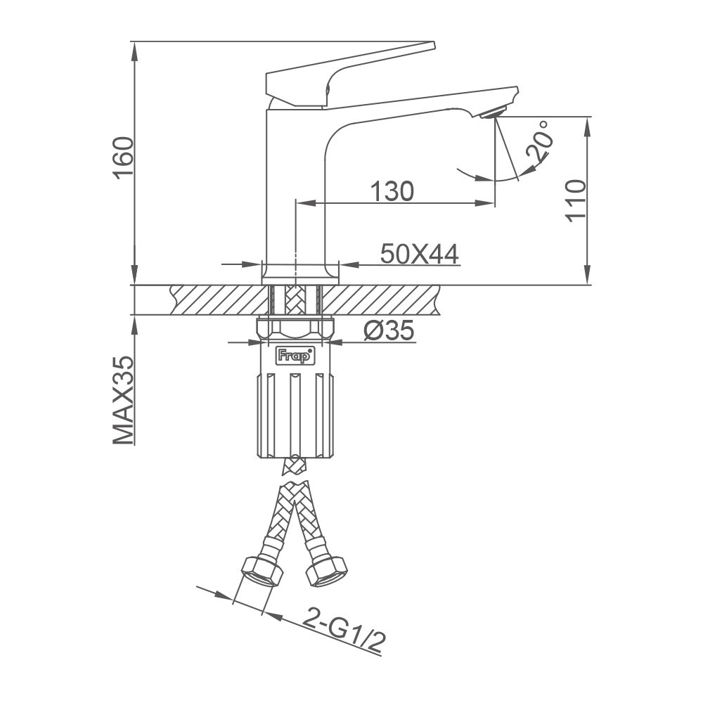 Смеситель для раковины FRAP F1086, хром Киев - изображение 7