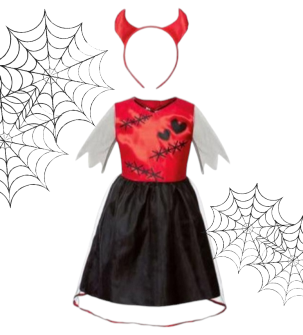 Костюм на Хелловін для дівчинки з обручем чорно-червоний Київ - фото 4