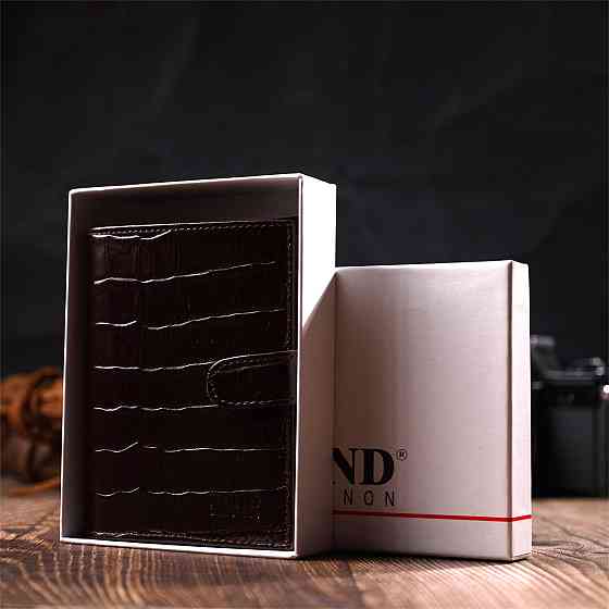 Портмоне фактурное для мужчин из натуральной кожи с тиснением под крокодила BOND 22058 Коричневый Киев