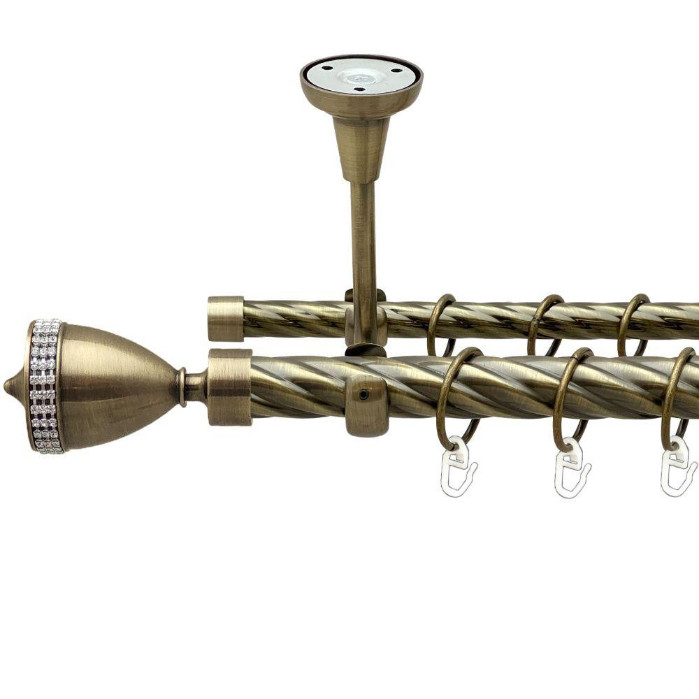 Карниз Orvit Етернія металевий дворядний відкритий до стелі скручена труба кільце металеве Антик 25\16 мм 240 см (00-00018976) Львів - фото 1