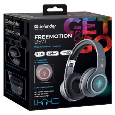 Навушники Defender FreeMotion B571 Bluetooth LED Gray (63571) Вінниця - фото 6