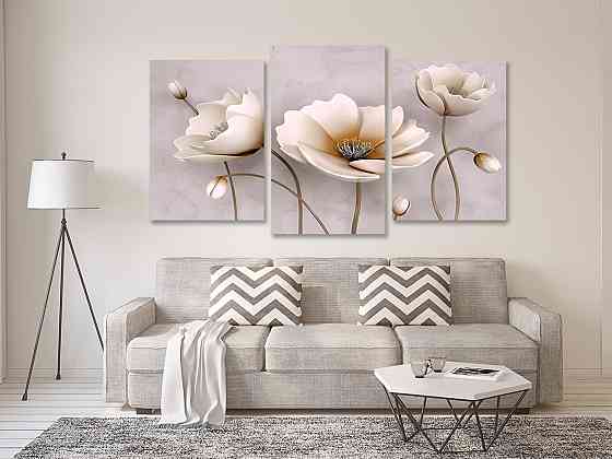 Модульна картина у вітальню/ спальню Пастелі квіти Art-531_3 Київ