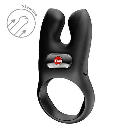 Ерекційне віброкільце з подвійною стимуляцією клітора Fun Factory NŌS CLASSIC Black, 2 мотори Sex Aura Київ