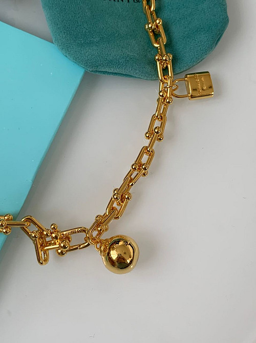Тиффани подвеска с шариком и замочком. Позолота 18 К / упакована в мешочек Tiffany Одесса - изображение 2