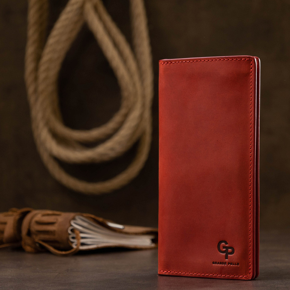 Кожаное женское матовое портмоне GRANDE PELLE 11512 Красный Киев - изображение 8