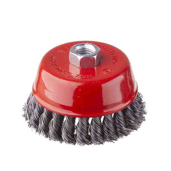 Щітка чашкова, 100 мм, M14, пучки крученого дроту, для КШМ, 8500 об/хв INTERTOOL BT-2100 Київ