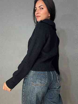 Светр жіночий A-N 1780 з коміром на блискавці оверсайз one size, чорний, one size Київ