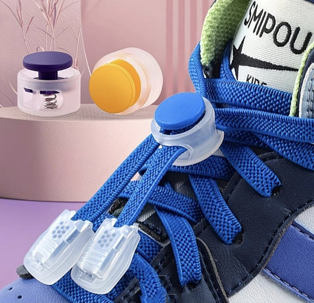 Шнурки еластичні без зав'язок з пластиковими фіксаторами Синій Смела - изображение 1