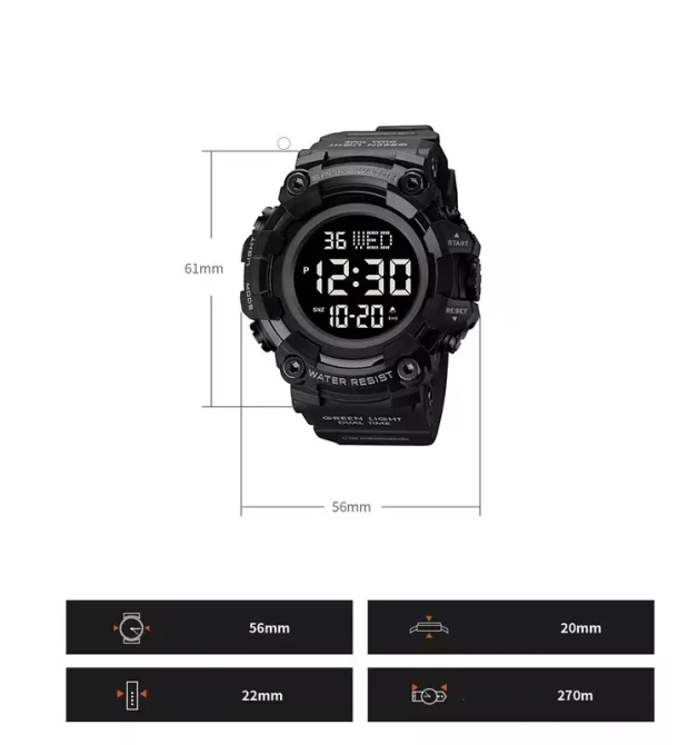 Тактичний чоловічий годинник Skmei 1968 Чорний з чорним циферблатом Київ - фото 10