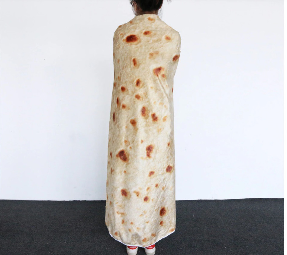 Плюшевий Плед лаваш 180 см БЕЖ, ОРИГІНАЛЬНЕ ФОТО ПЛЕД, 3D Плед буріто, покривало у вигляді лавашу Кременчук - фото 2