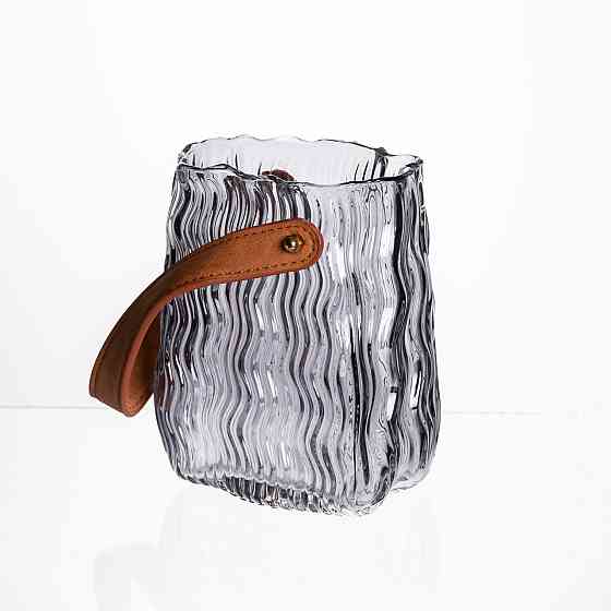 Сіра декоративна ваза-сумочка для квітів 800 мл Київ