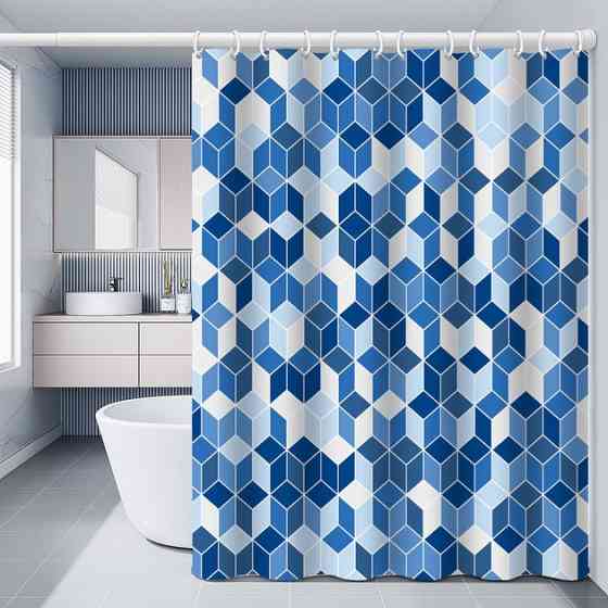 Шторка для ванны из полиэстера водонепроницаемая 180x180 см с кольцами, занавеска для ванной комнаты и душевой Каменец-Подольский