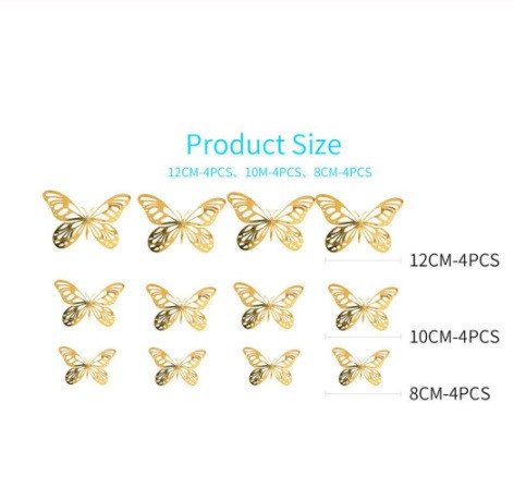Бабочки серебро на скотче - в наборе 12шт. разных размеров, в комплект входит 2-х сторонний скотч Киев - изображение 3