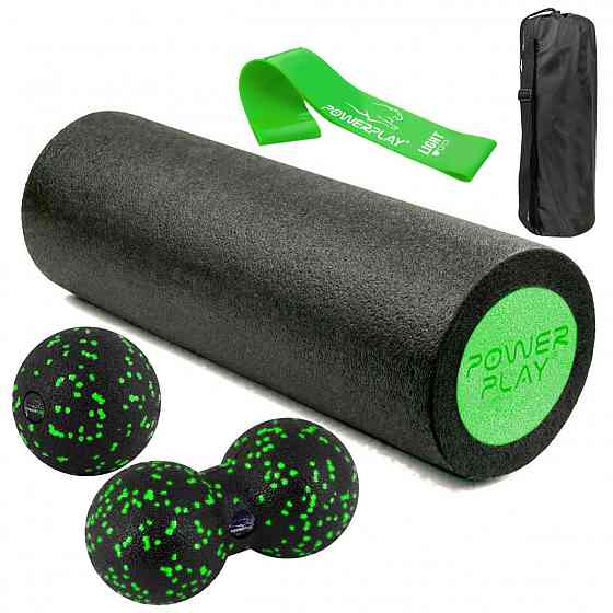 Набір для масажу та йоги PowerPlay PP_4095 EPP (Ролик 45*15 + 2 м'ячі) Green + резика 5.5 кг. Кам'янське