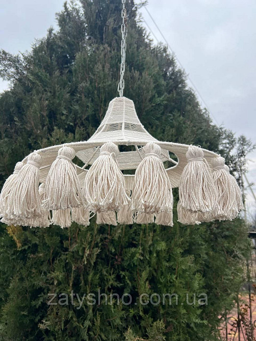 Люстра плетеная белая  с бавовняной нити Киев - изображение 3